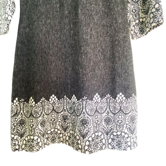 Aryeh Charcoal Grey Three Quarter Sleeve Mini Knit Sweater Dress Size Medium - Picture 4 of 7